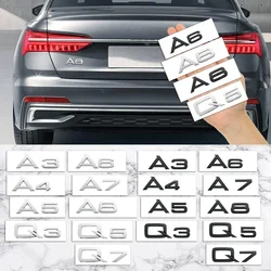 3D Letters Numbers Emblem for Audi A3 A4 A5 A6 A7 A8 Q2 Q3 Q5 Q7 Car Trunk Lid Nameplate Badge Logo Sticker Chrome Glossy Black