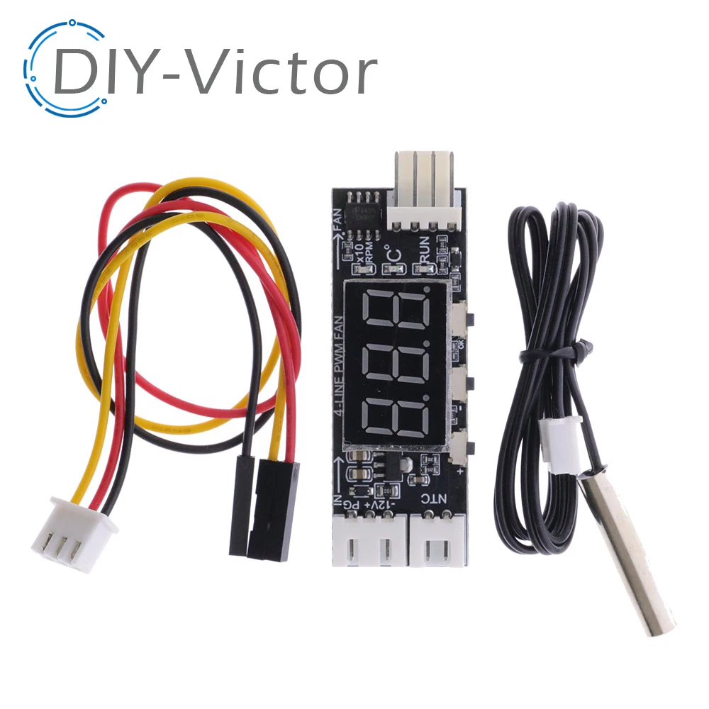 DC 12V 4 Wire PWM Fan Temperature Control Governor Temperature Speed Digital Display Support 3A Fan On/Off Control