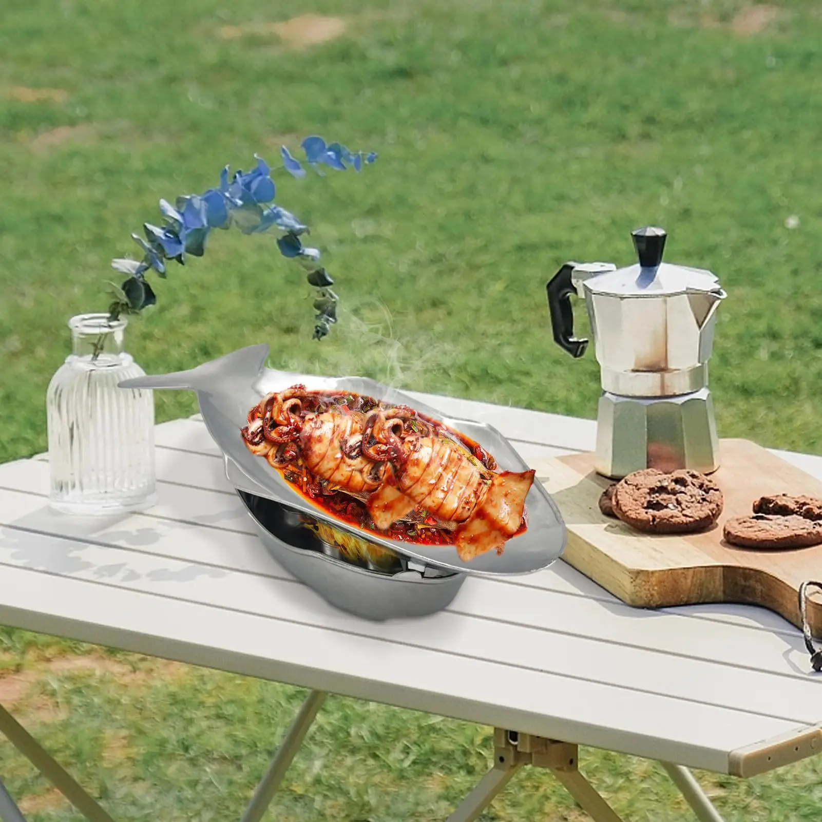 Grilled Fish Plate Fish Shaped Baking Tray Simple Fish Plate With Oven Fish Grill Aluminum Hot Pot Set For Kitchen