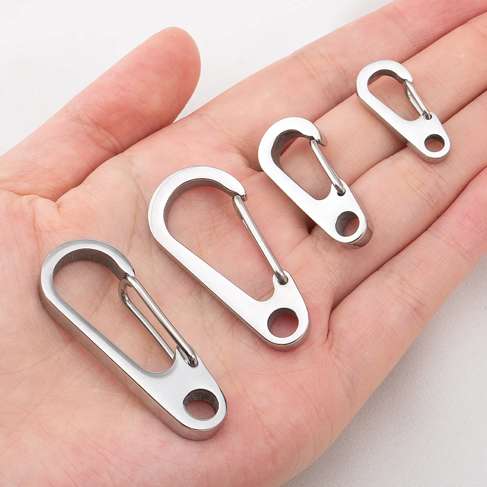 

1/2pcs 304 Stainless Steel Clip Spring-Snap Mini Carabiner Quick Release Hook for DIY ​Key Chain Camping Hiking Jewelry Making