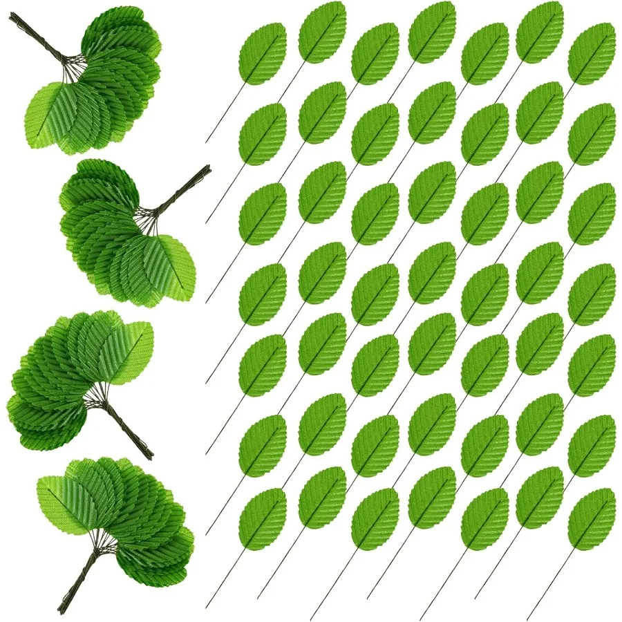 

200 шт. зеленые листья для поделок, шелковые листья, искусственная ткань, листья, объемные искусственные проволочные одиночные листья розы, корсаж, букет, венки, Garla