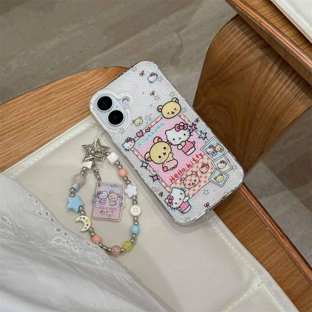

Cute cartoon Kitty Cat Bear Lovely Anti-fall Cover Case for iPhone 13 14 15 16 Pro Max Fundas Fashion Luxury Protective Cover