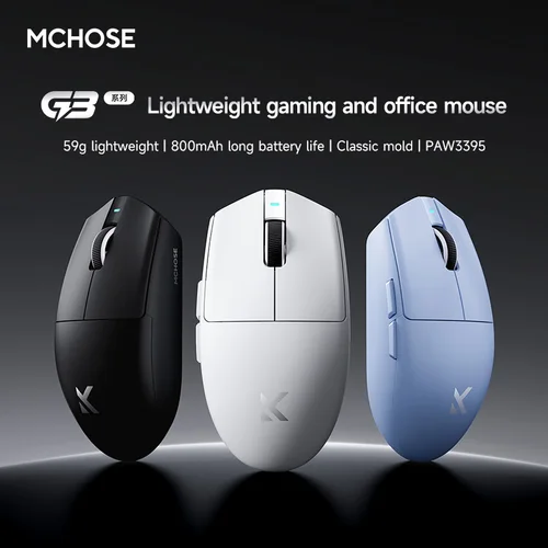 Imagen 2 del producto Ratón inalámbrico para juegos MCHOSE G3 V2 Pro, tres modos, Bluetooth, 800mAh, recargable, ligero, ergonómico personalizado, para deportes electrónicos