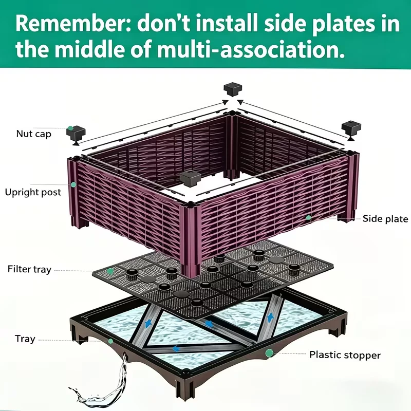 Elevated Raised Garden Bed with Legs Rattan Effect Plastic Planter Box with Drainage for Growing Vegetables Tomatoes Flowers Herbs Indoor Outdoor Patio view 4