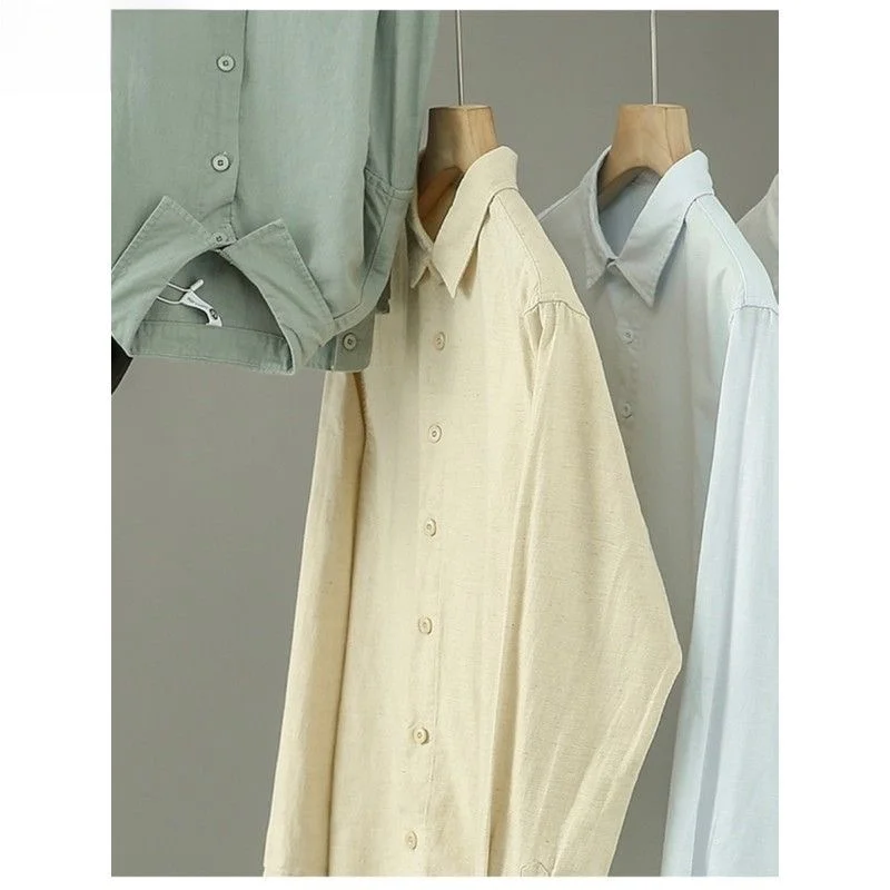 

Ultra-Thin Linen Washed Moisture-Wicking Long Sleeve Cotton-Linen Casual Shirt Spring Autumn Men's Business Color