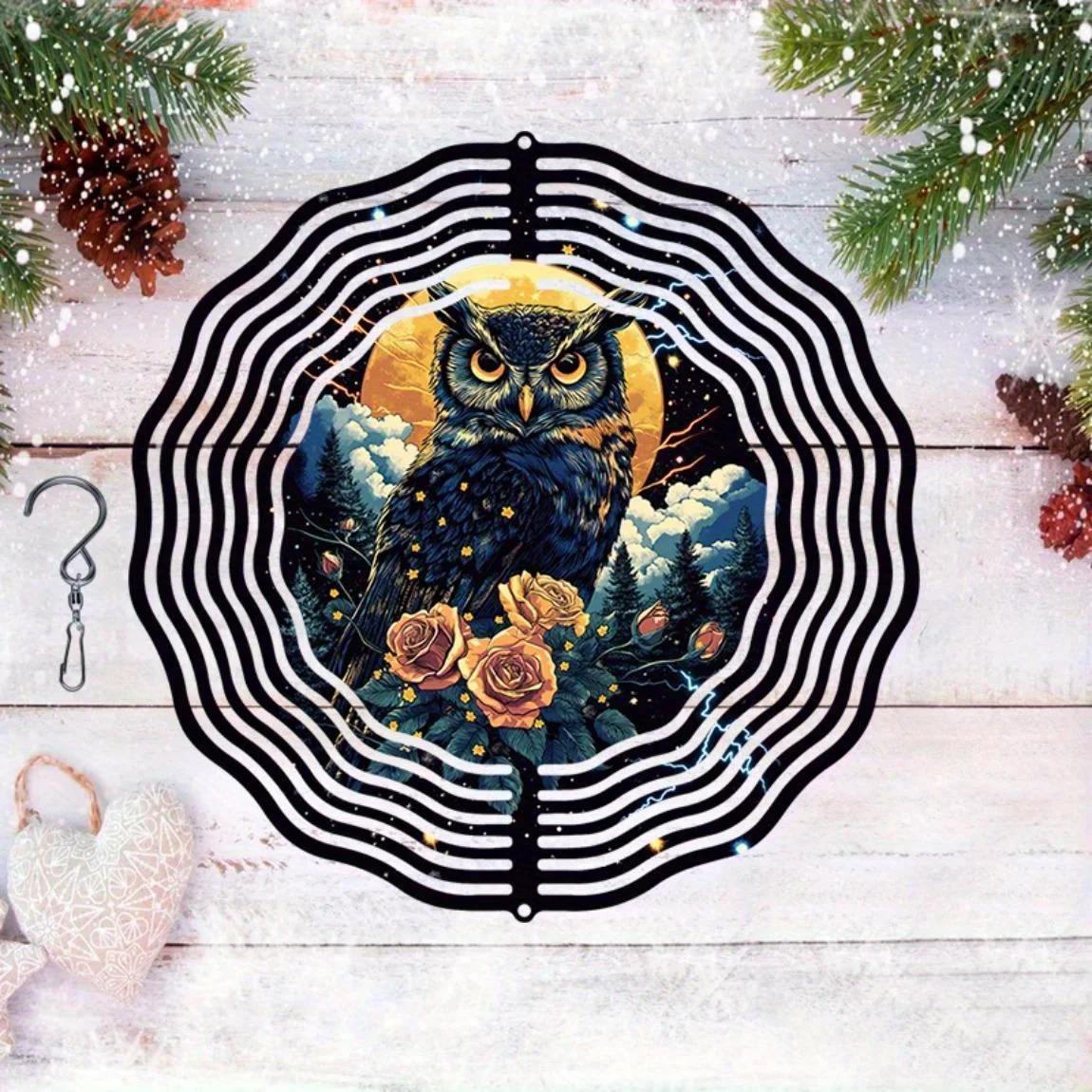 CIFBUY Metal Wind Chime Owl Wind Spinner Garden Outdoor Decor Courtyard Home Yard Patio Ornament No Power Easy Install Hanging