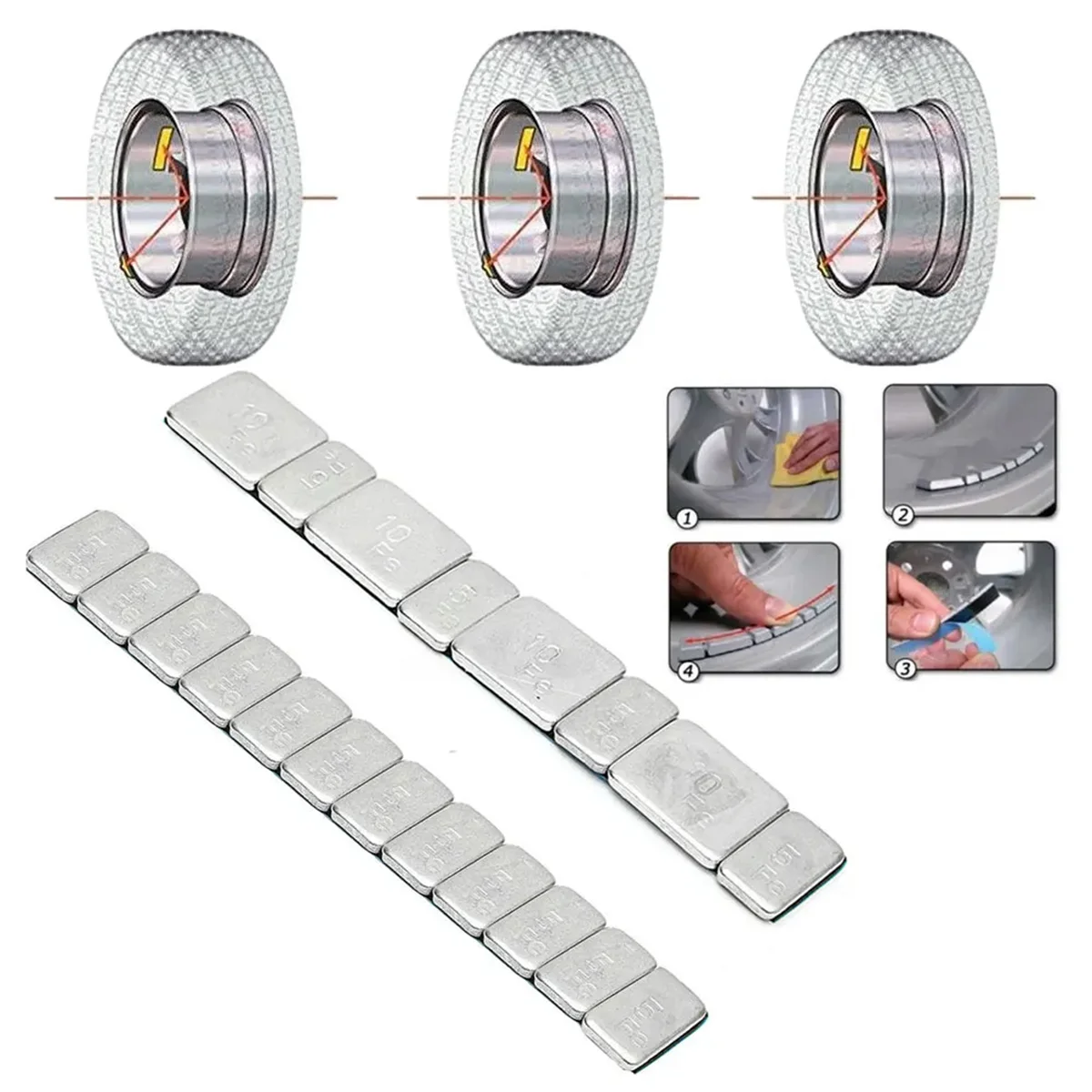 

50Pc 5G/10G Universal Car Truck Adhesive Wheel Tire Balance Weights Wheel Tyre Balancing Bar Sticker
