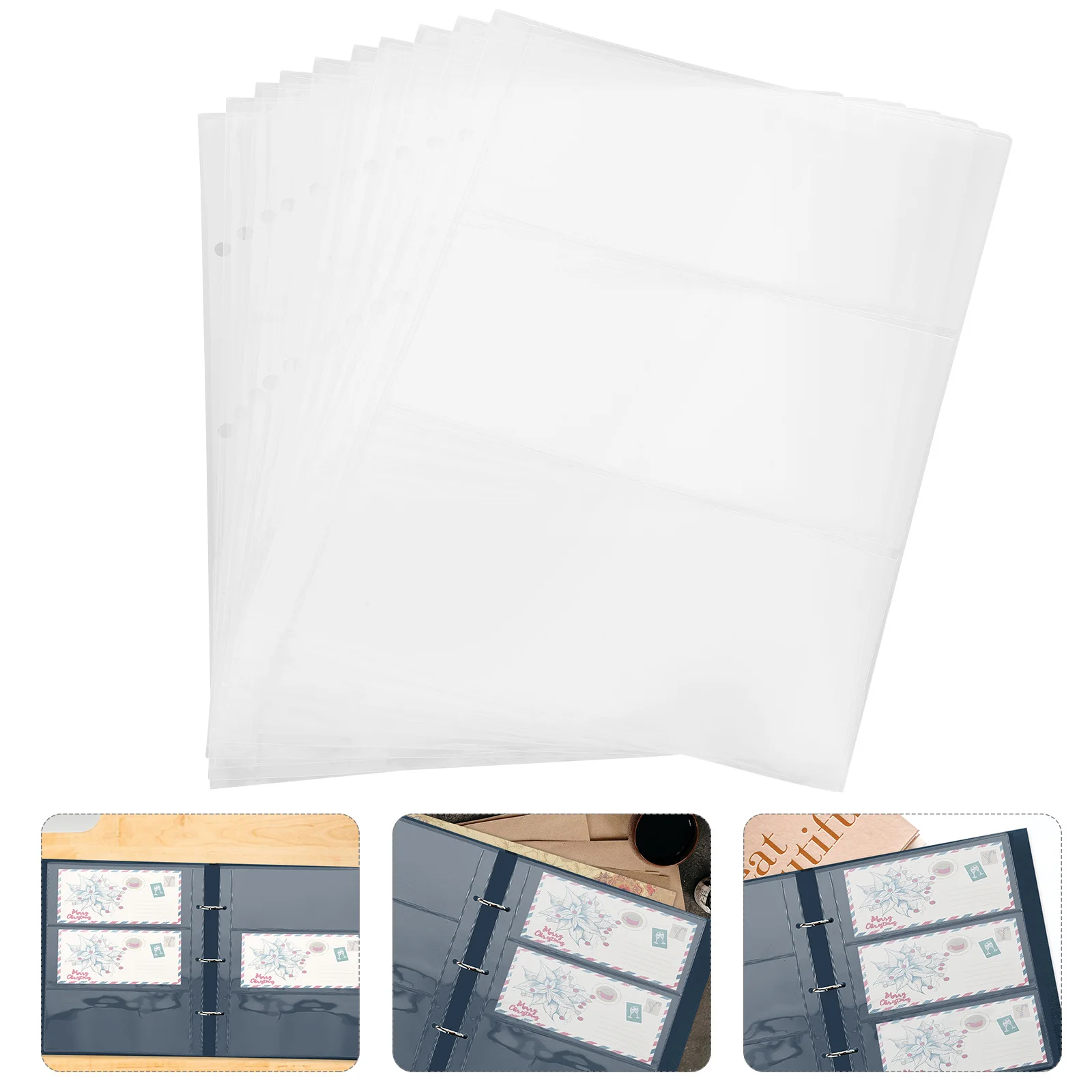 

Currency Collection Album Pages Clear PVC Banknote Holder Pages Portable Money Organizer with Protective Sleeves for Bill