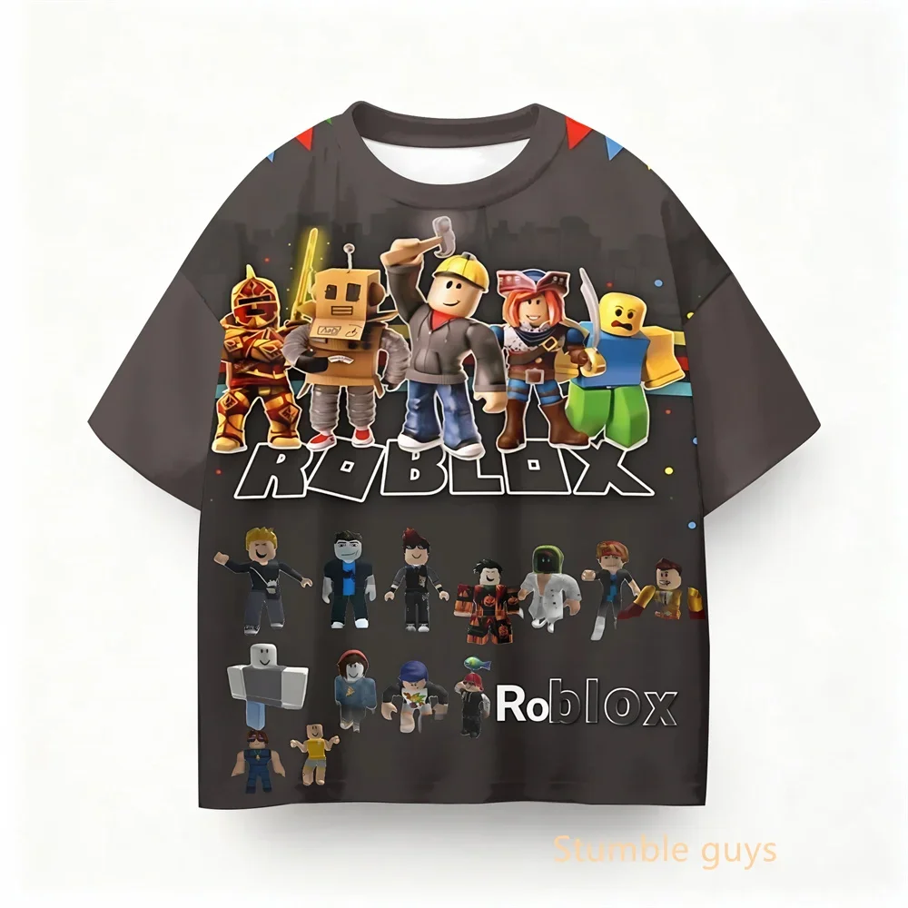 

Летняя детская футболка с короткими рукавами в стиле аниме Roblox, одежда для мальчиков и девочек