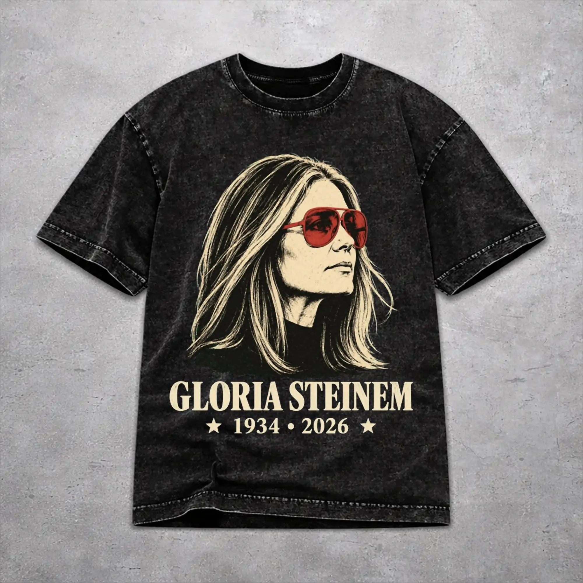 Women Men RIP Gloria Steinem  T Shirt Graphic Vintage Washed  Casual Outfit Tees
