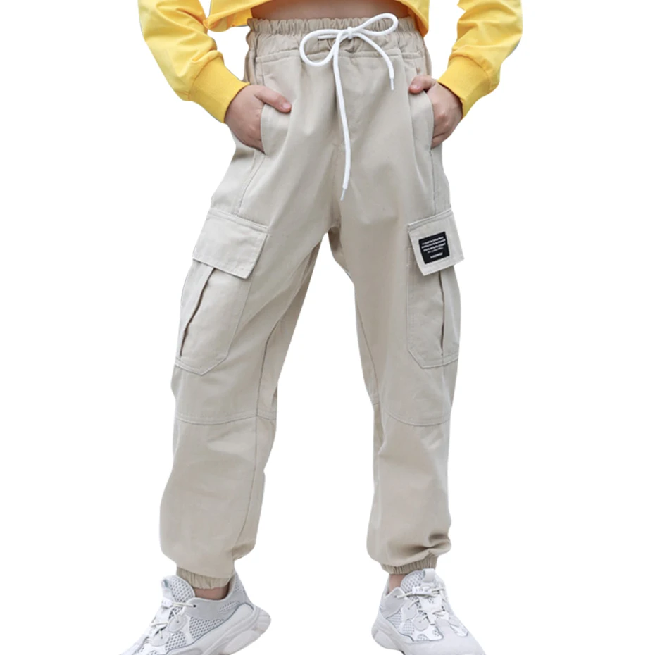 Pants For Girls Solid Girls Cargo Pants Spring Autumn Sport Pants Kids Casual Style Children's Clothes 6 8 10 12 14