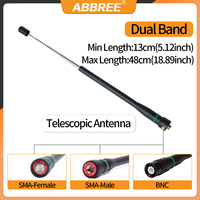 ABBREE AR-775 Telescopic Antenna SMA-Female/Male/BNC Dual Band Antenna For Quansheng UV K5 K6 Baofeng UV-5R BF-888S 21 Ham Radio