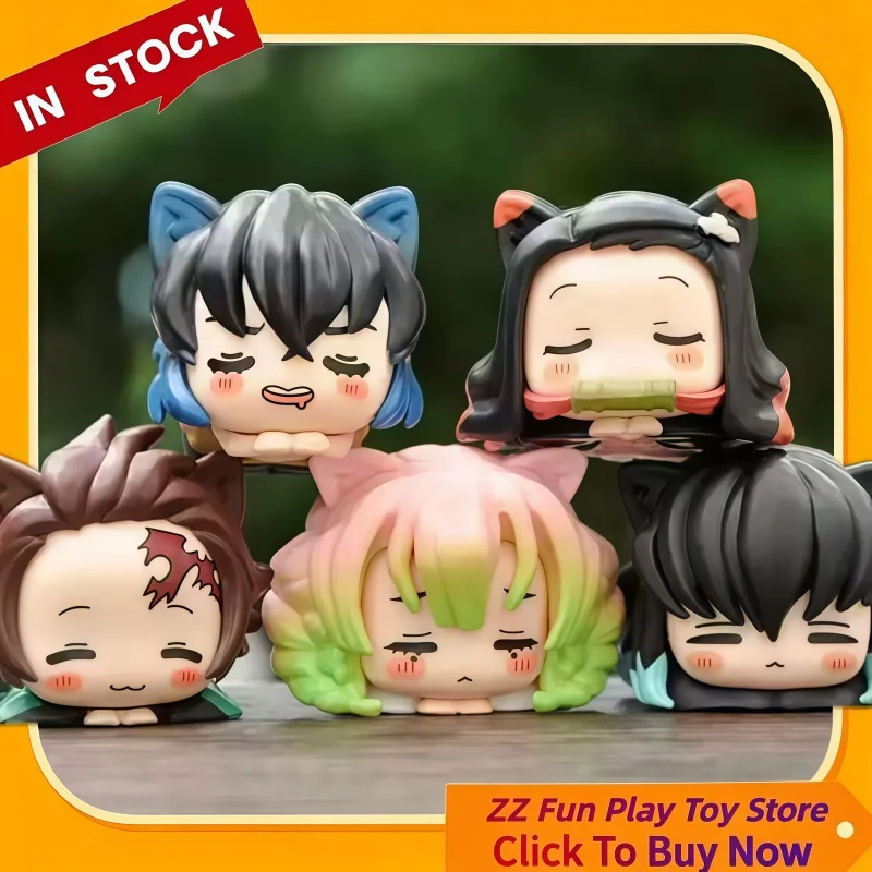 

Hot Demon Slayer Figure Nezuko Tanjirou Zenitsu Inosuke Mini Figurine Kawaii Cat Ear Sleep Figure Computer Case Decoration Items