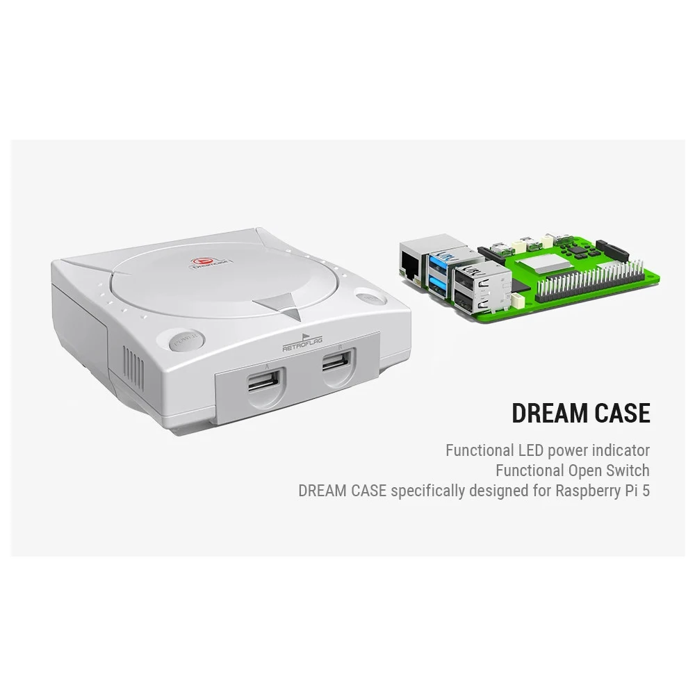 Retroflag RF Dream Case with Cooling Fan Functional Switch for RaspberryPi 5, SD Card Slot, USB, LAN and Improved HDMI Ports