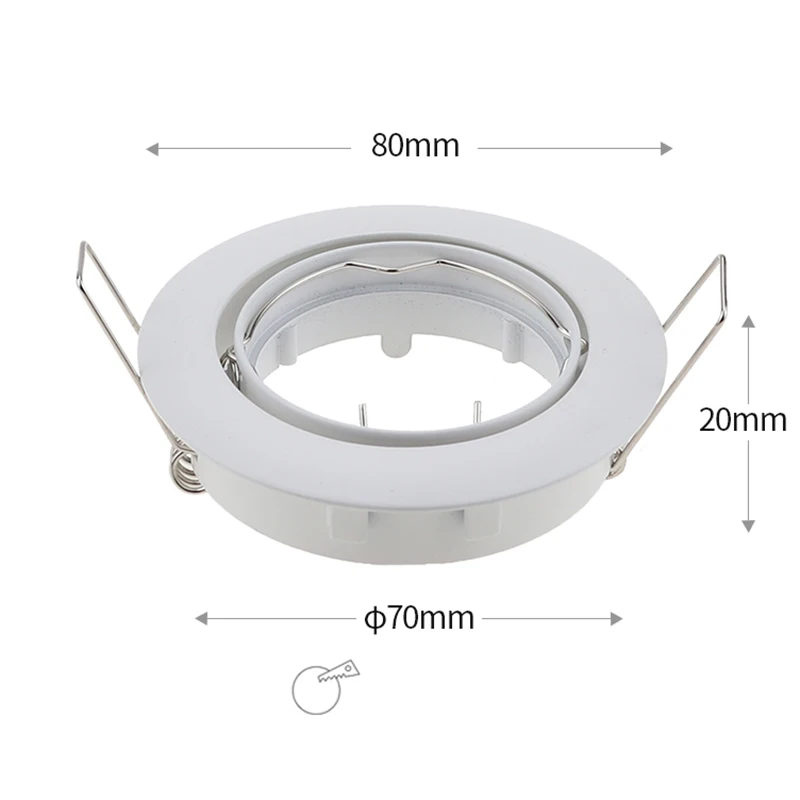 Round Recessed Led Ceiling Downlight Holder Adjustable Angle Spot Light Frame White Gu10/mr16 Base Down Lamp Fitting Fixture