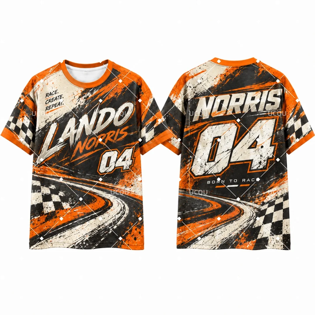 Norris #04 Racing T-shirt Unisex Motorsport Fan Tee Summer Short Sleeve Checkered Flag Race Track Graphic Oversized Kids Tops