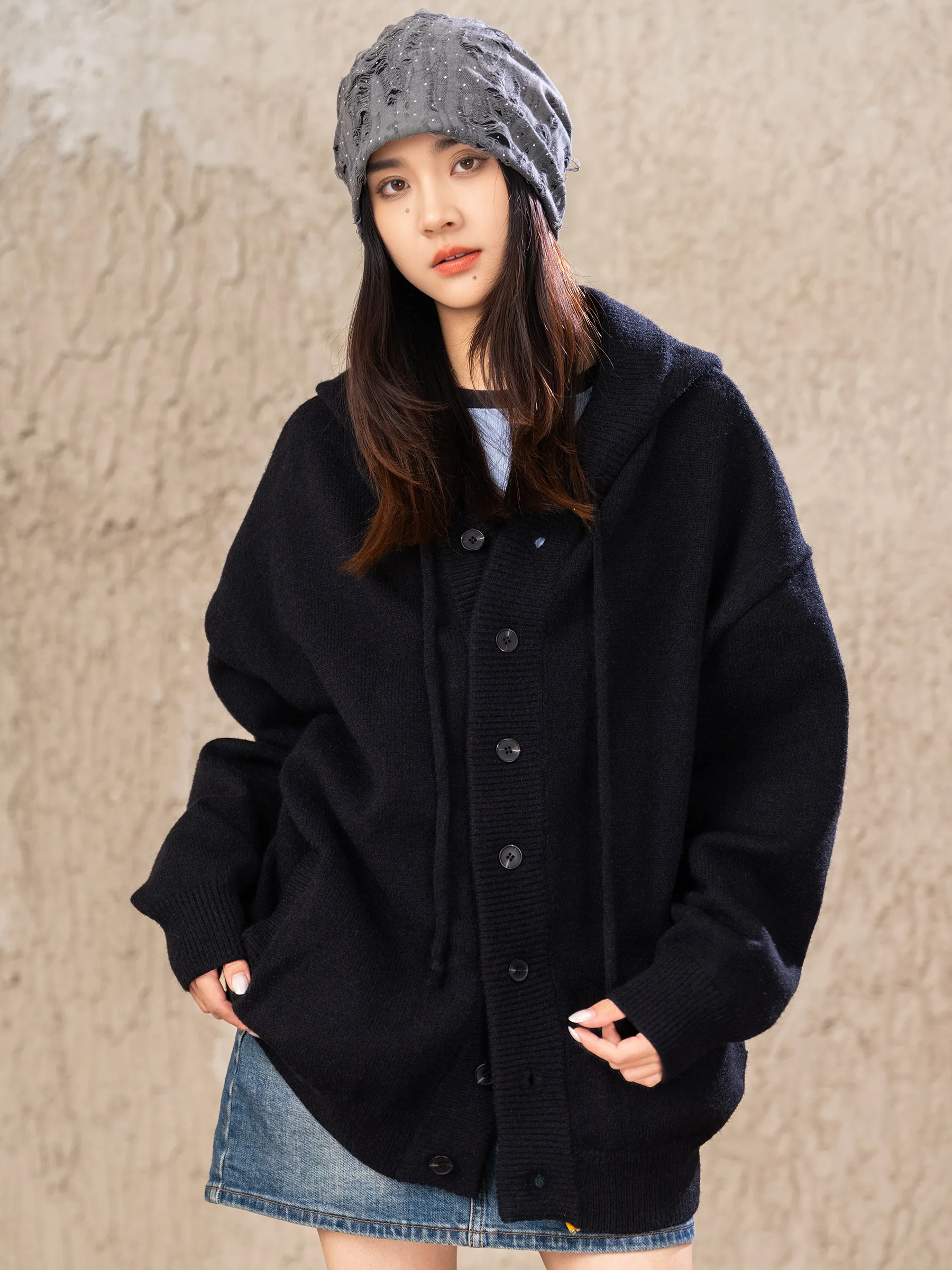 AOGZ American Style  Color Hoodie Knitwear Unisex Winter Trendy Brand Cleanfit Lazy Open Cardigan High End Sweater