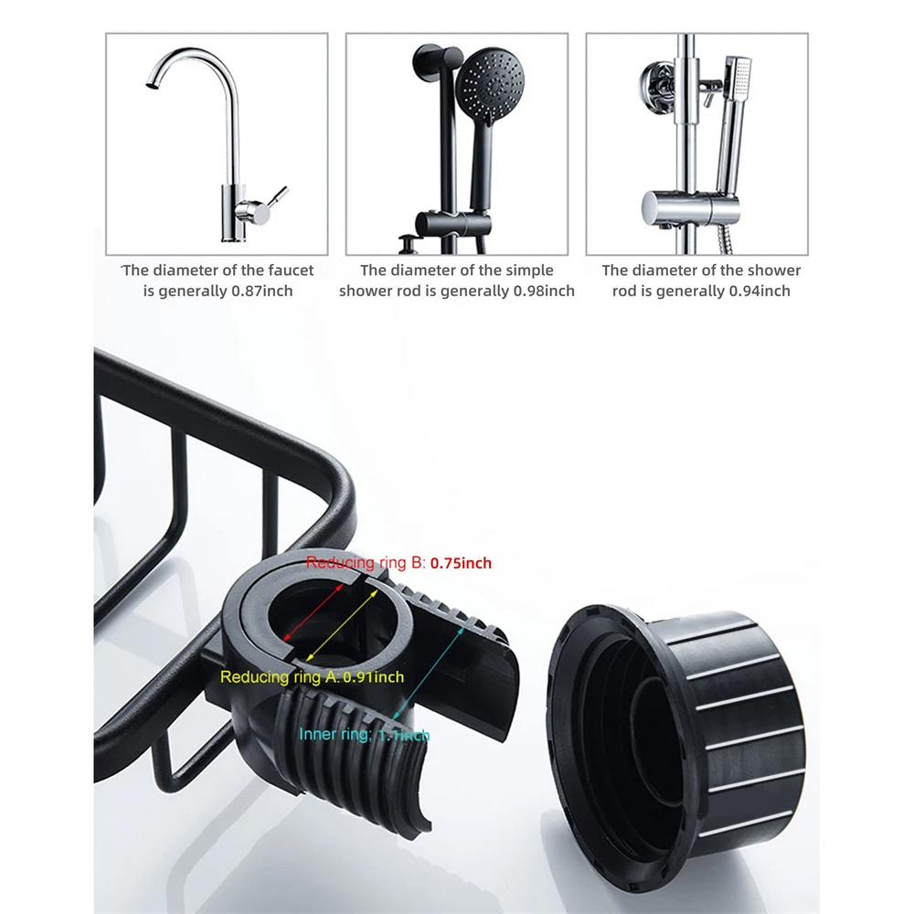 1 Piece Multifunctional Shower Rod Storage Rack Quick-Draining Bathroom Organizer Bathroom Accessories Storage Shelf image 4