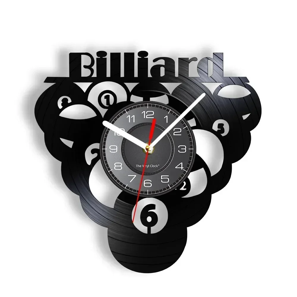 Billiards Room Billiards Pool Vinyl Record Clock Billiards Sports Retro Home Decoration Wall Clock Snooker Wall Clock Gift