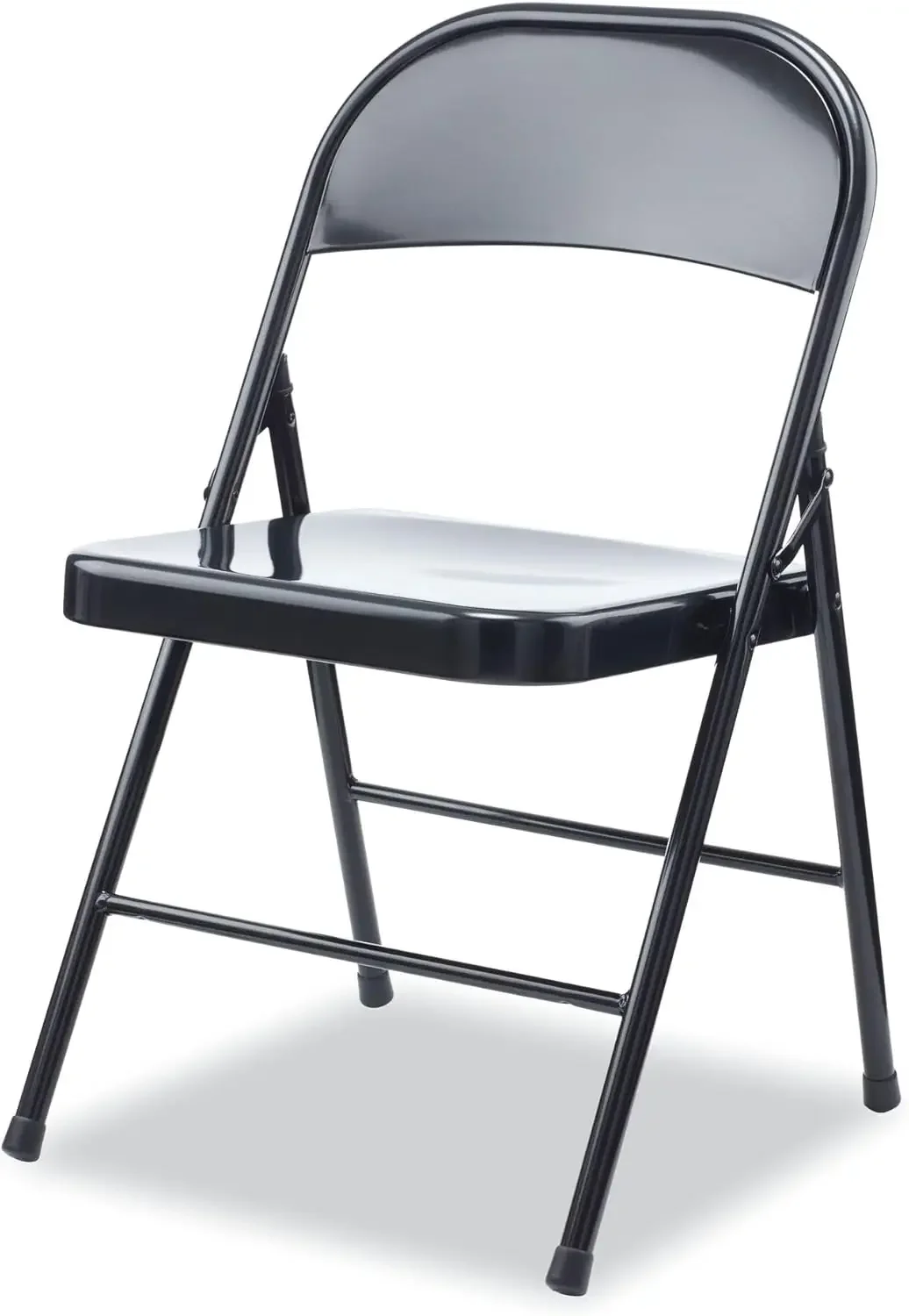 Black Back, Black Base, 4/Carton,Alera Armless Steel Folding Chair, Supports Up to 275 lb, Black Seat