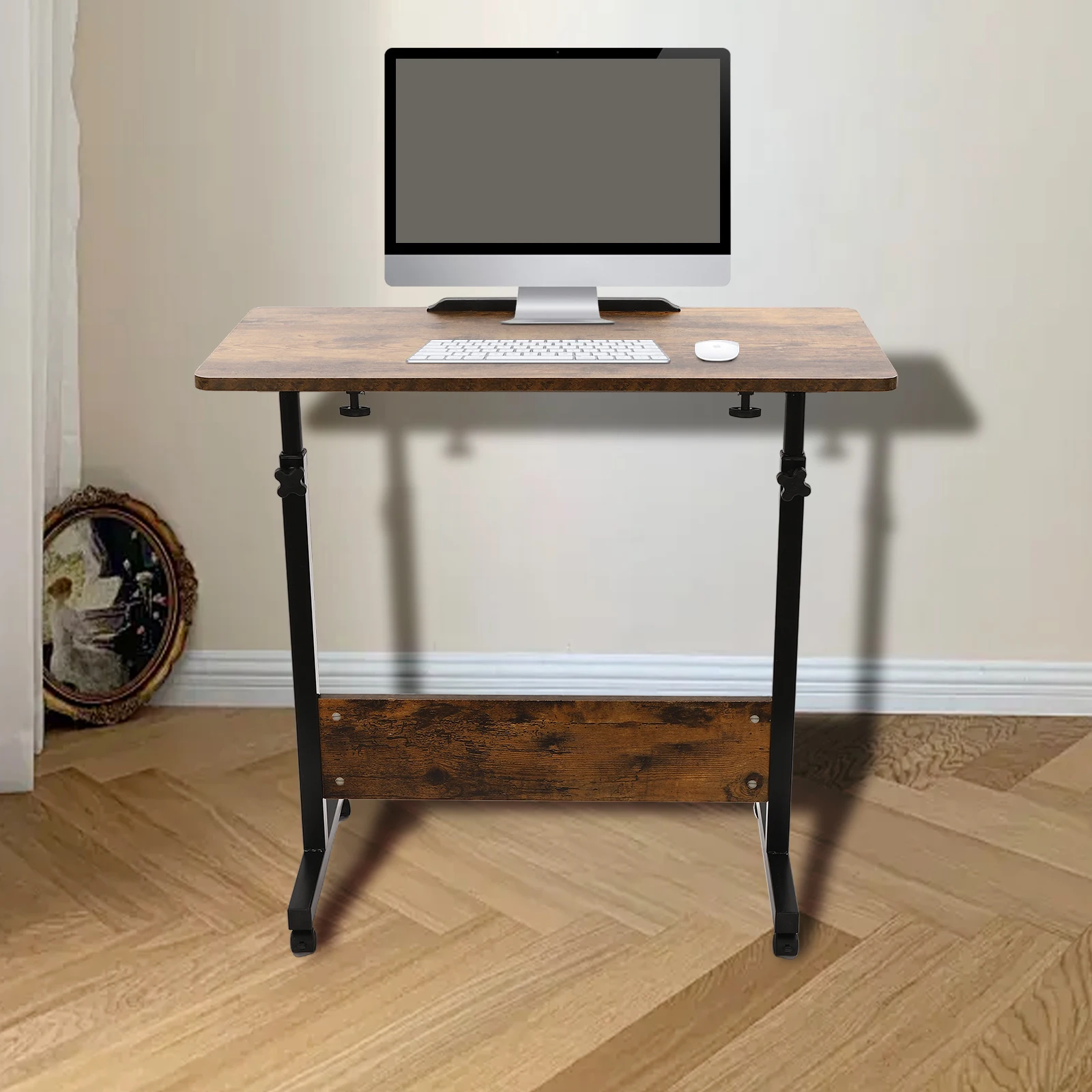 16×31” Adjustable Height Standing Desk, Portable Laptop Desk Rolling Computer Stand     