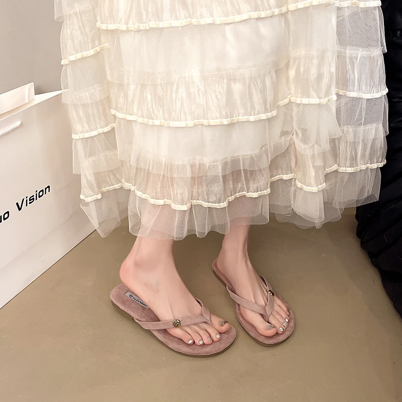 

Новинка 2024, легкие сандалии, повседневная и универсальная пляжная обувь, шлепанцы, удобные женские верхние полутапочки Женская Обувь