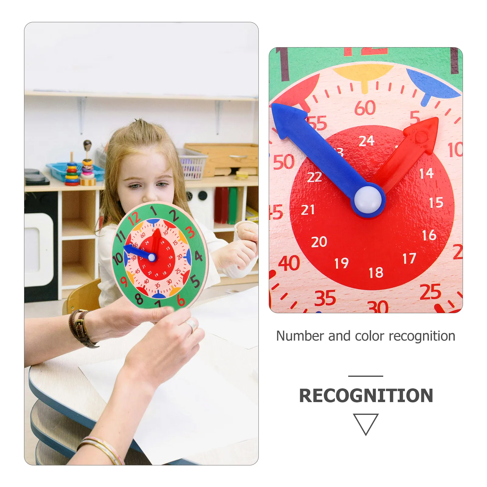 

Funny Clock Toy For Kids Cognitive Development Time Recognition Colorful Educational Learning Aid