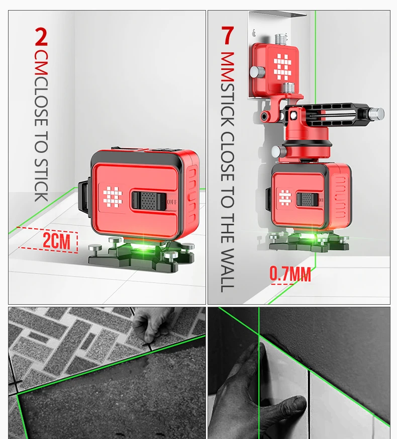 SHIJING 7259 12 Lines Green Beam Ground Wall Laser Tiling 360 Degree outdoor Laser Tools Laser Level