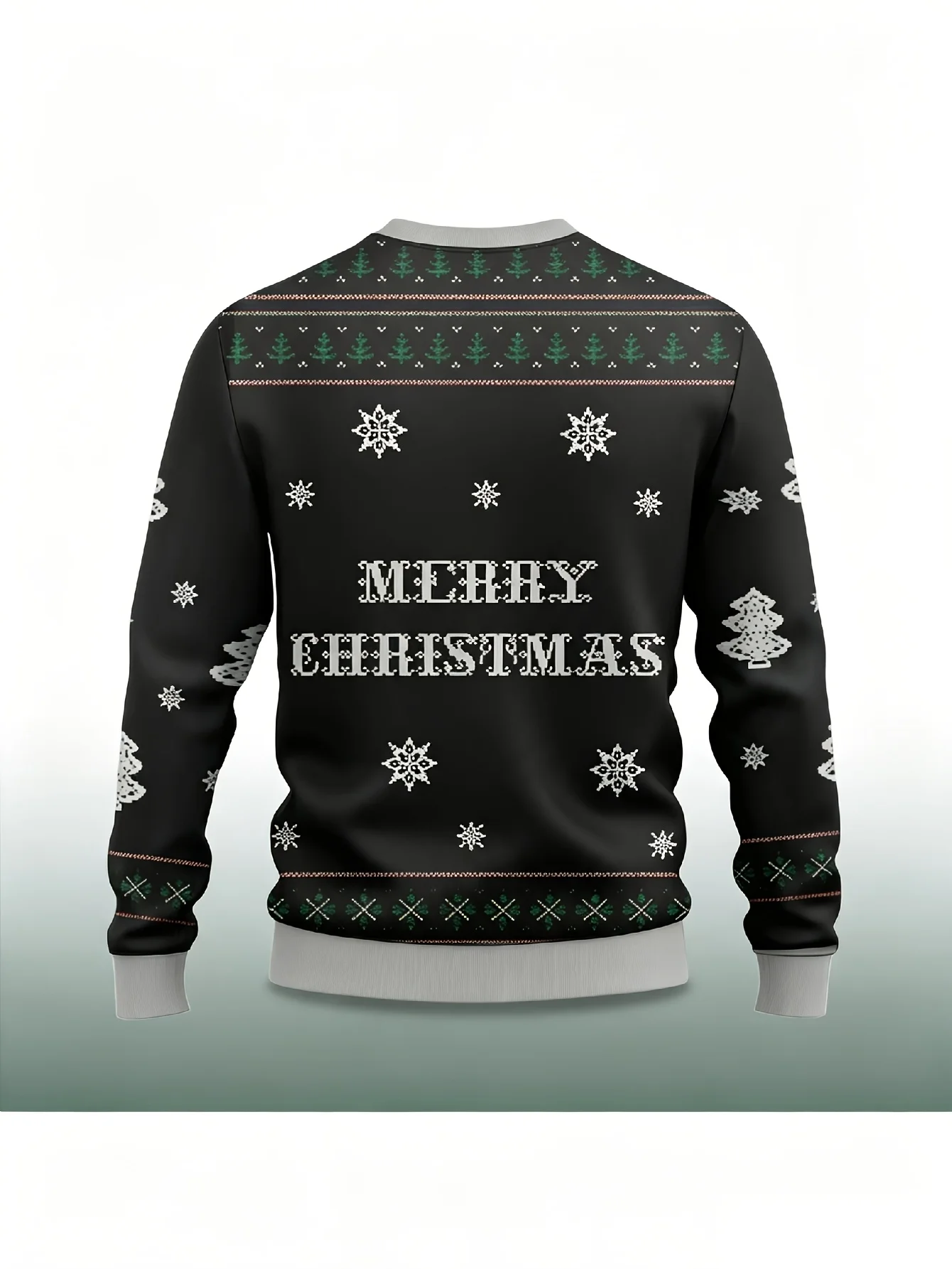 Men Crewneck Sweatshirt, Overstimulated But Festive Penguin Knife Xmas Polyester Pullover