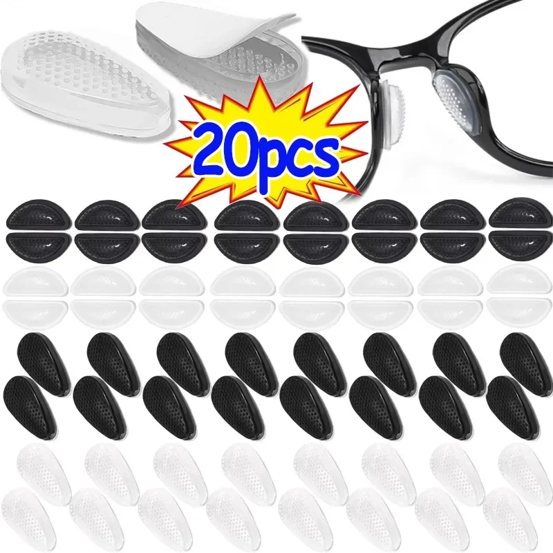 1-10pairs Silicone Glasses Nose Pads Soft Non Slip Air Cushion Nose Holder Transparent Invisible Self Adhesive Sticker Eyewear