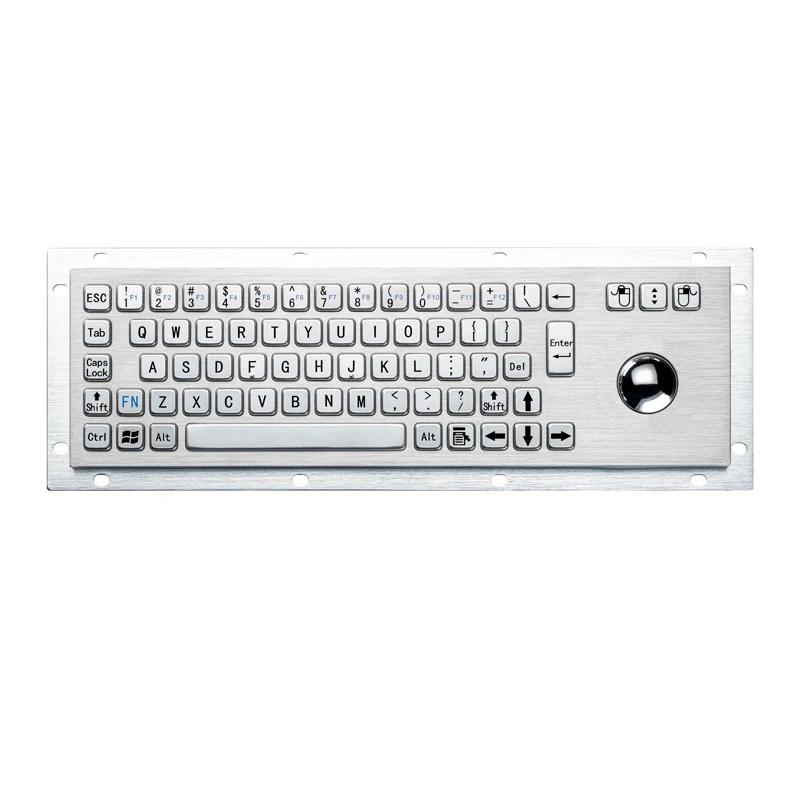 Waterproof Vandal Proof Panel Metal Industrial Keyboard Stainless Steel Keypad With Trackball Mouse