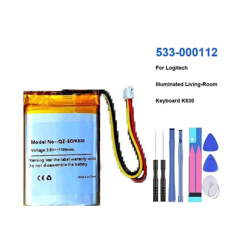 Battery For Logitech Iii Uminated Living-Room Keyboard K830 Replaceable 533-000112 1100Mah