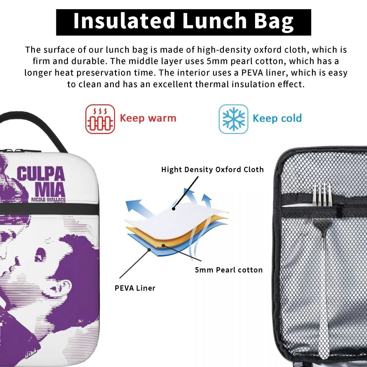 Culpa Mia My Fault Movie Merch حقائب الغداء المعزولة للطعام في الهواء الطلق حقيبة التخزين المحمولة برودة صندوق بينتو الحراري