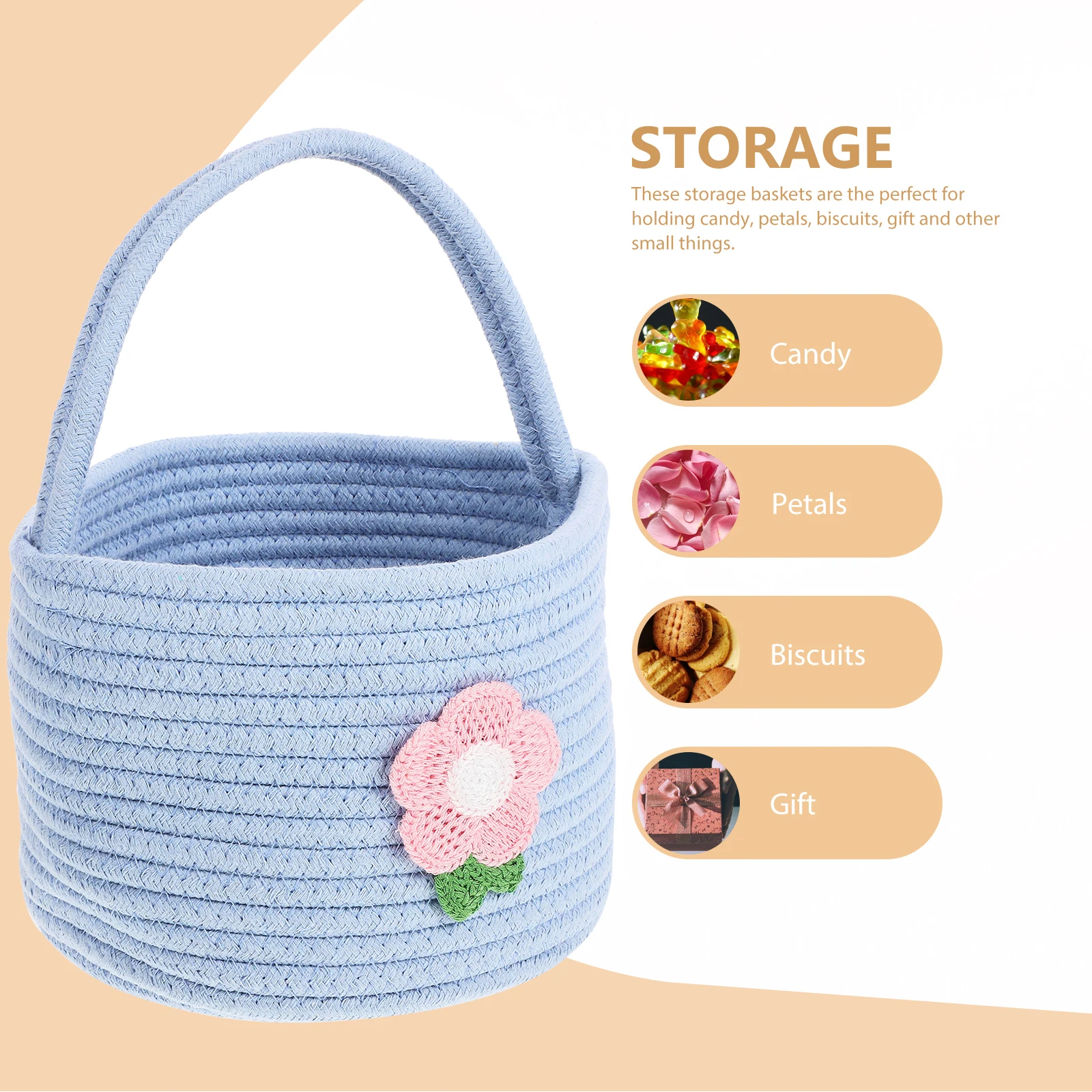 

Cute Cartoon Cotton Rope Storage Basket Portable H held Yellow Woven Basket for Home Decor Photo Props ganization