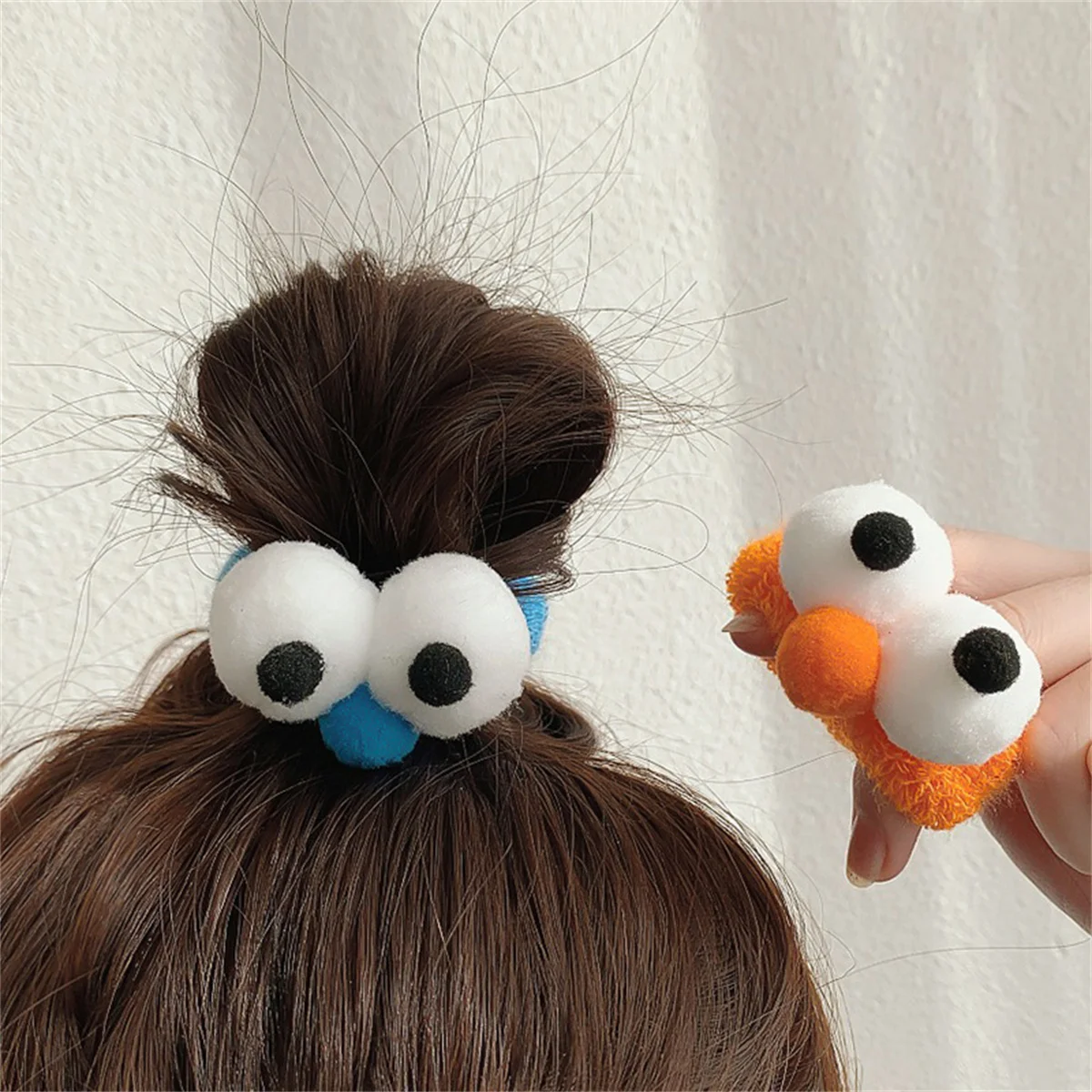 1Pcs Children's Hair Band Cartoon Mini Funny Cute Big Eyes Hair Band Girl Candy Color High Elastic Hair Loop