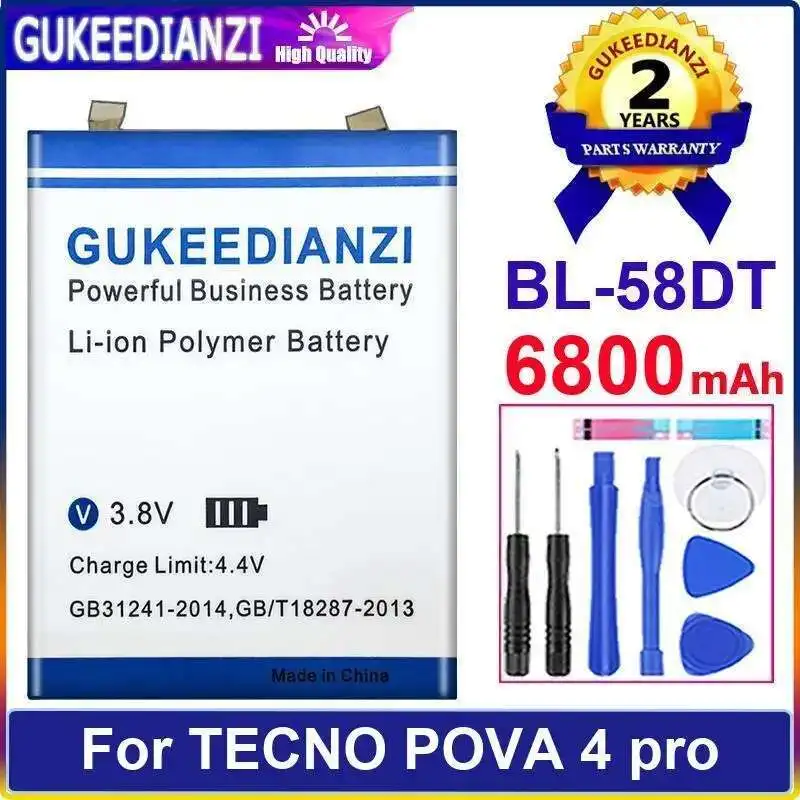 

Высокая совместимость на 6800 мАч для аккумулятора мобильного телефона Tecno Pova 4 Pro BL-58DT