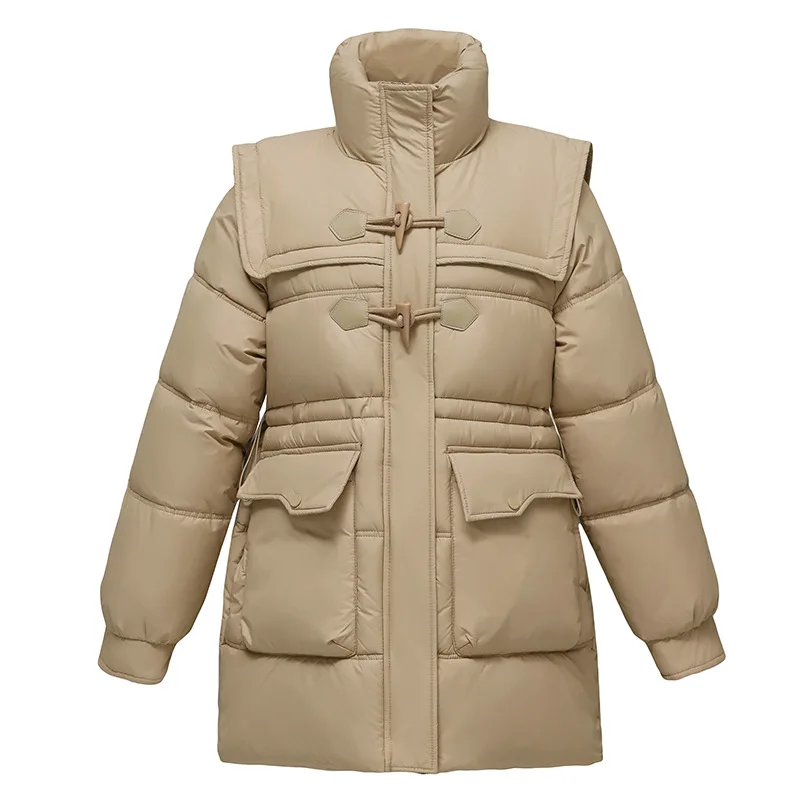 ロングダウン綿入りジャケット女性パーカー 2025 新韓国冬暖かい綿コートルーズオーバーウェアファッションアウターレディーストップス