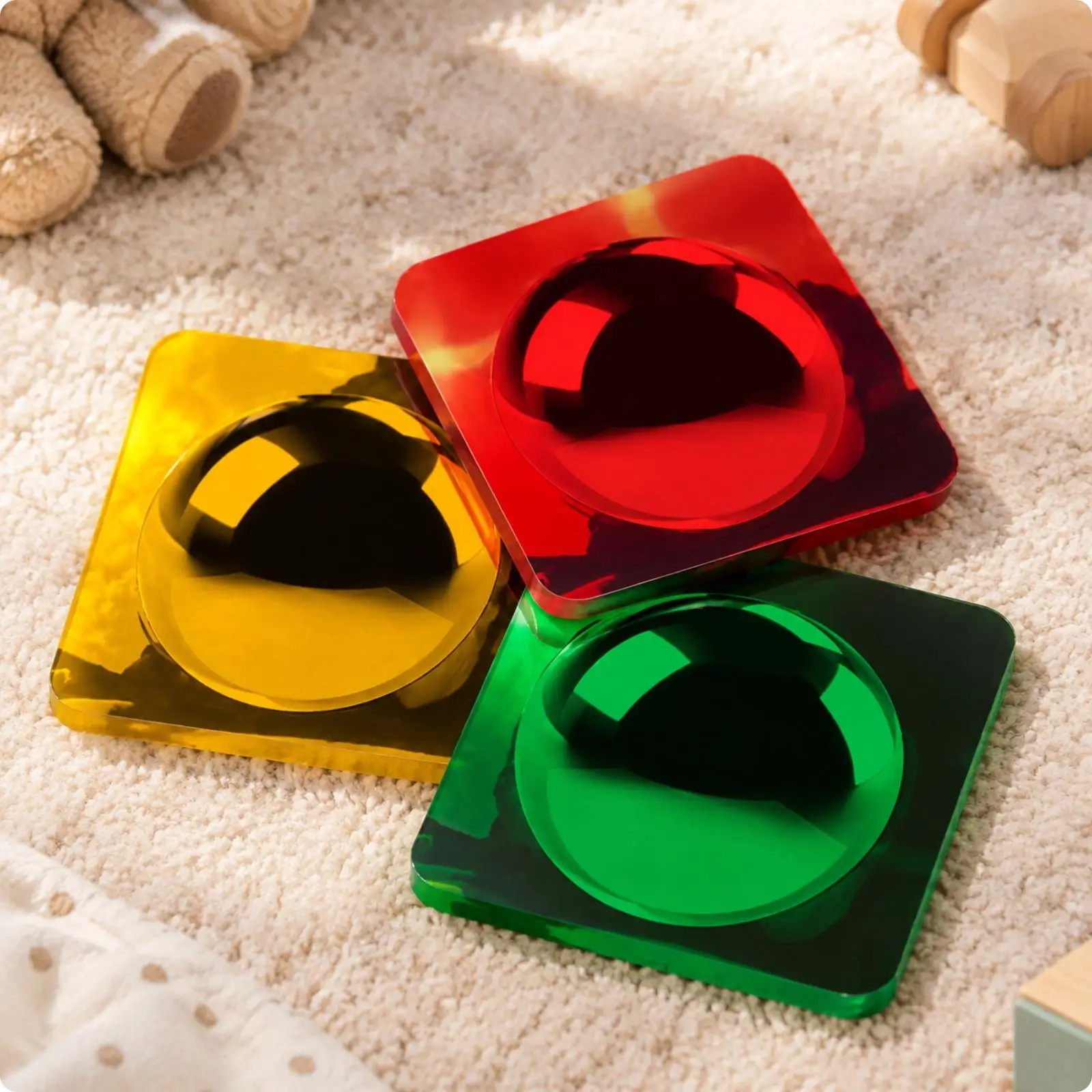 3 Pieces Square Bubble Mirror with Rounded Corners Interactive Acrylic Bubble Mirror Child-Safe Shatter-Resistant for Children
