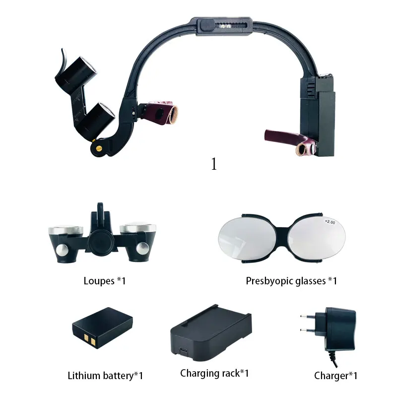 

XND Dental 2.5X 3.5X 5X 6X Optional Magnification Binocular Surgical Magnifier with Headlight LED Light Dentist Medical Loupes