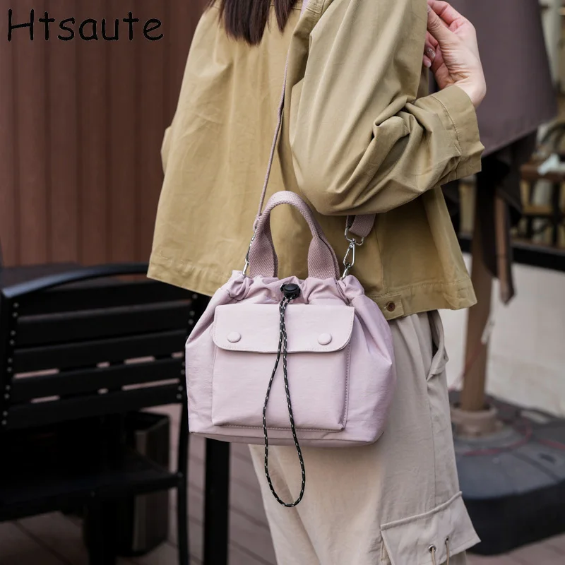 

Simply-designed Female Shoulder Bag Women Bucket Bags Ins Style Casual Crossbody Bag Nylon Travel With Large Capacity Handbag