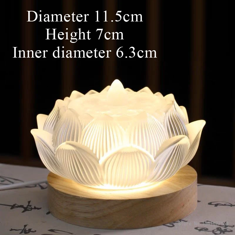 Glazed Lotus Shapeds Incense Burner, Charging Luminous Base, Living Room, Buddhist Hall, Indoor Supplies, Zen Meaning, 1Pc