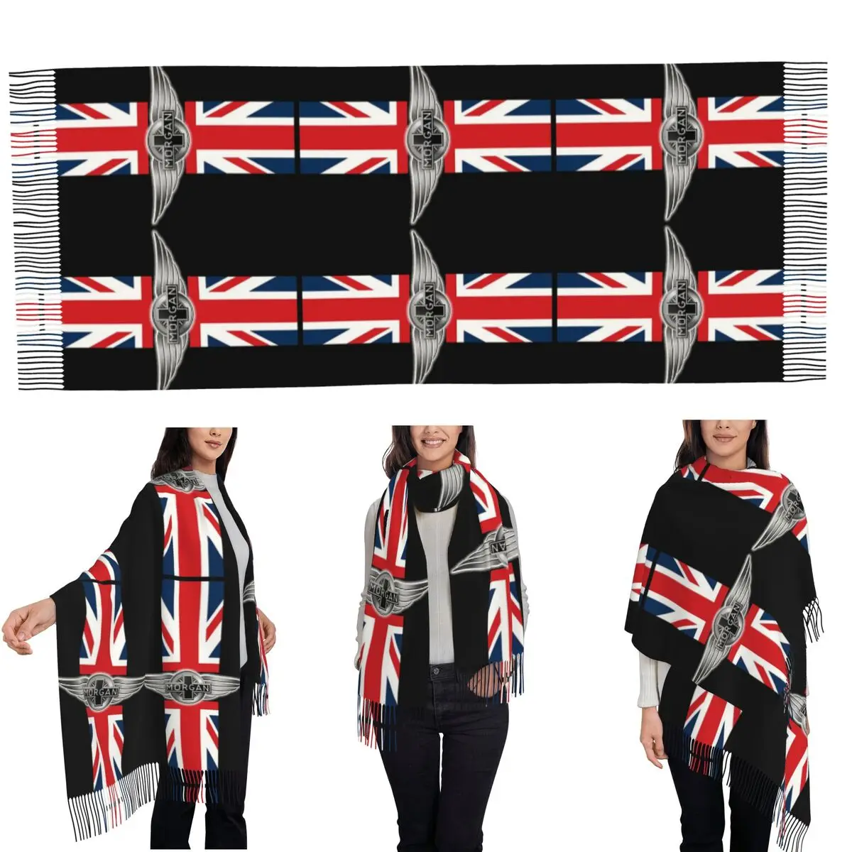 Morgan Motor Car Company Scarf Tassel Scarves Women Soft Warm Shawls and Wraps Large Fall Winter Shawl Wrap
