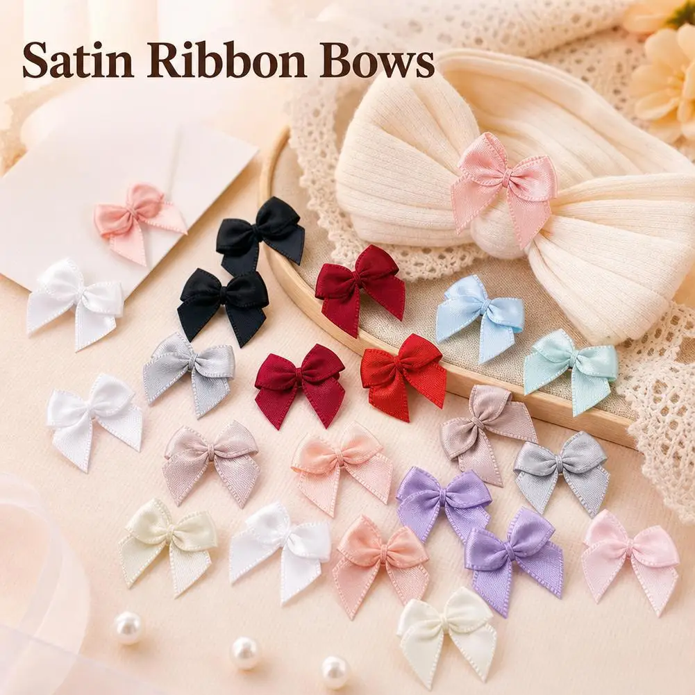 100pcs Mini Ribbon Bows Red Satin Bow Ties For Gift Wrapping DIY Craft Scrapbooking Party Wedding Decoration Supplies