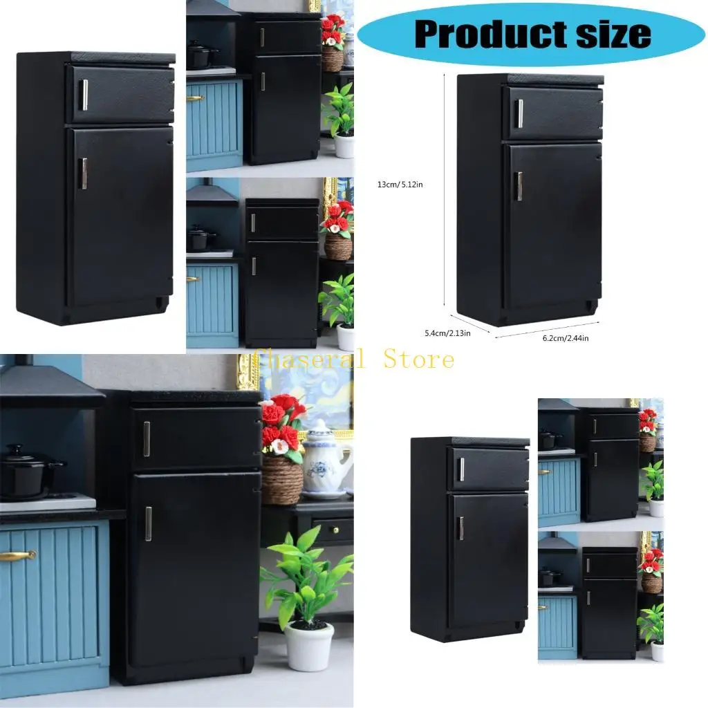 

E7CE 1/12 Мини-кухонный прибор деревянный холодильник для крошечного домашнего дисплея