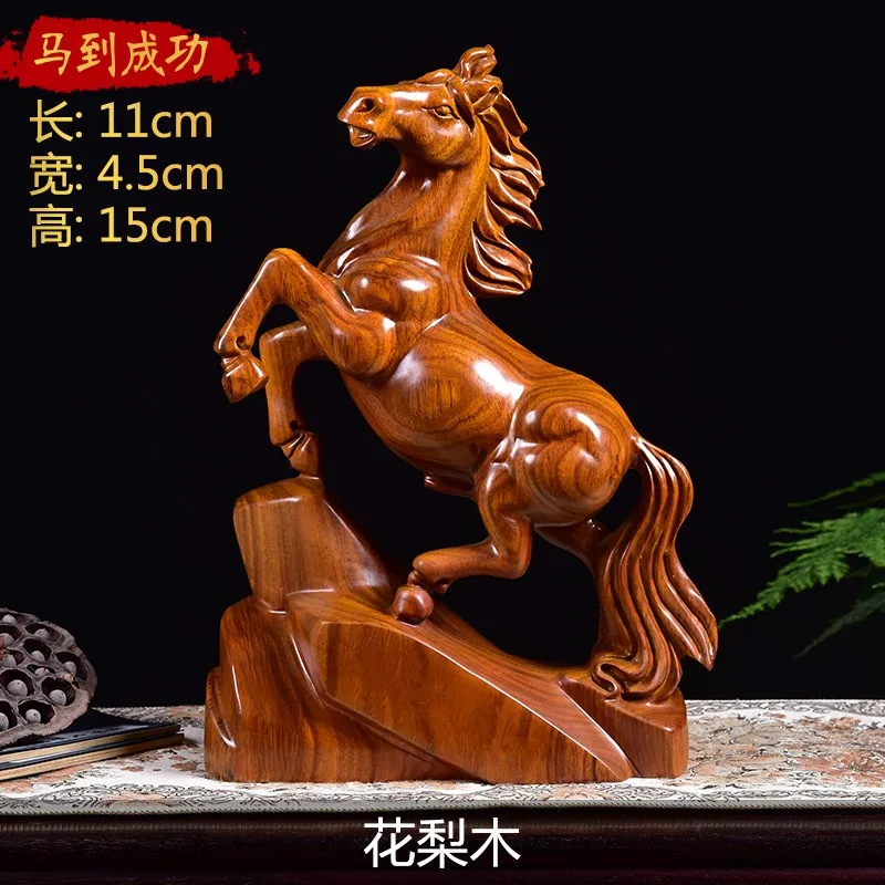 Special Offer-OFFICE HOME Spiritual Bless family # Handmade Yellow pear wood carving HORSE Mascot FENG SHUI statue