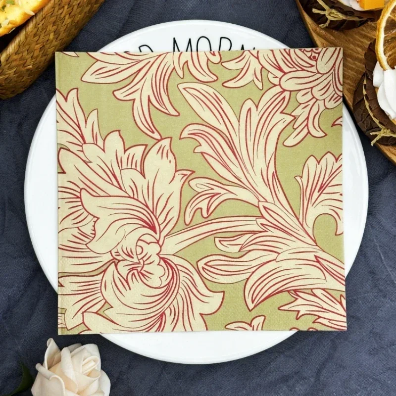 Colorful printed paper napkins disposable hotel wedding western restaurant cafe decorative original wood pulp dinner paper 20pcs