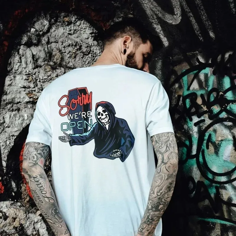 Gothic Punk Style Skull Graphic Men Tshirts Street Rock Hip-Hop Streetwear Grunge Heavy Metal Rock Top Oversized Tee Ropa Hombre