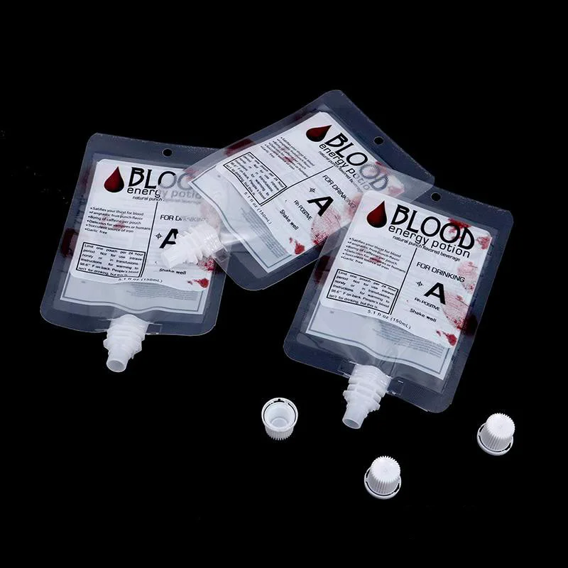 10Pc 150ml Halloween Blood Bags Alcohol Juice Drinking Bag Halloween Birthday Party Decoration Vampire Cosplay Supplies Horror