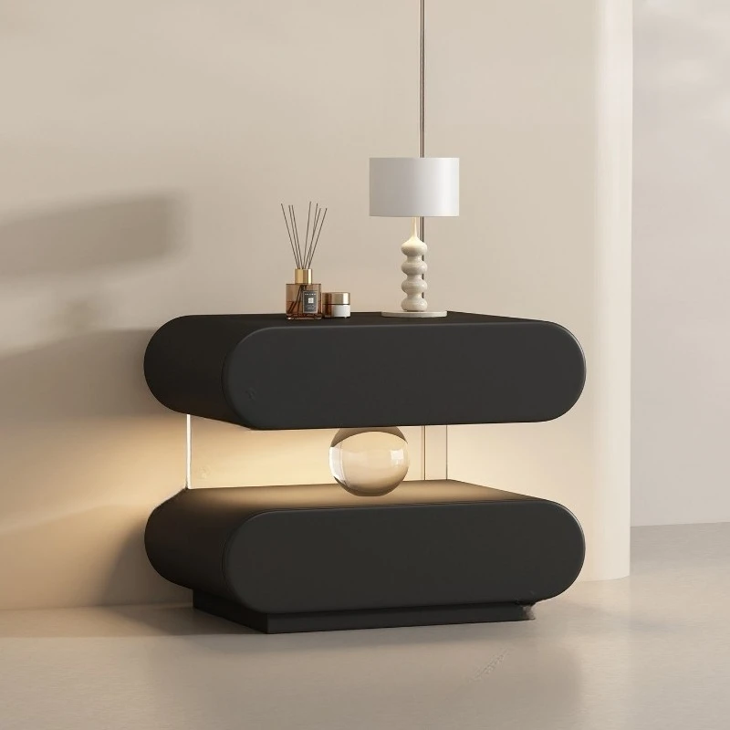 

All solid wood bedside table installation-free modern minimalist high-end crystal ball acrylic sensor light luxury bedside table
