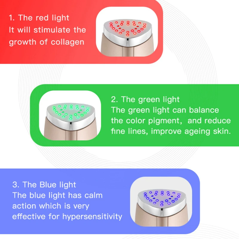 Rassodante, riscaldamento e massaggio, ringiovanimento della pelle, resistenza alle rughe, antietà, più giovane, più sano, terapia LED a sette colori